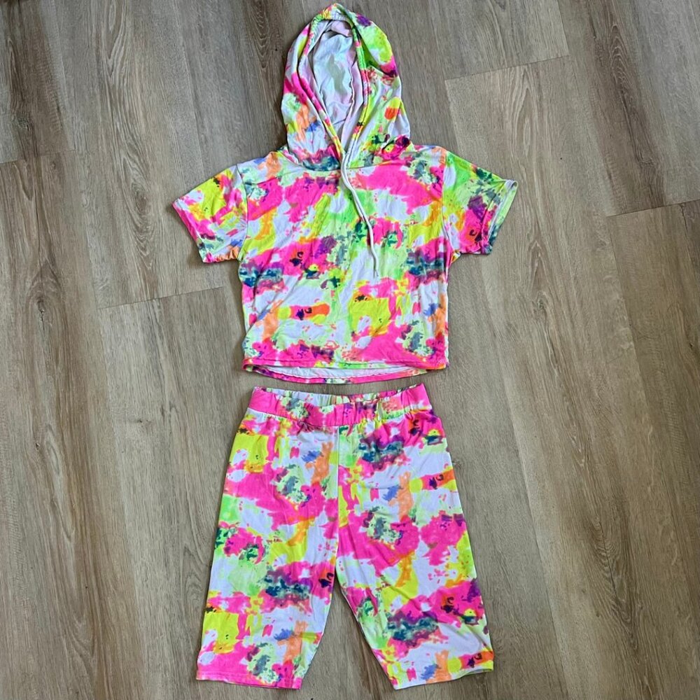 Rainbow Tie Dye Top & Shorts Women's 2-piece